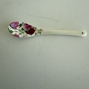 EUC Vtg Porcelain 5" Long Spoon With Pink Roses for Use or Decoration